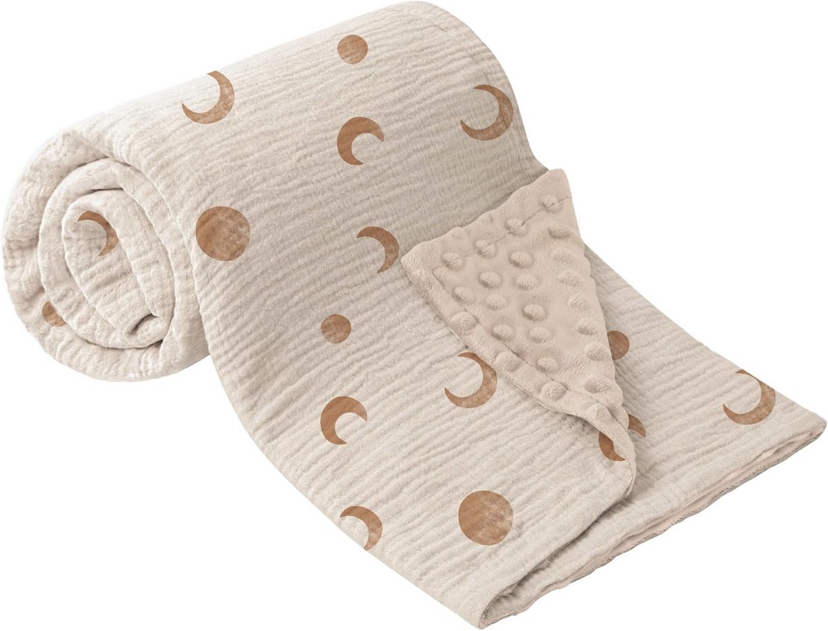 Cuddly Cotton Baby Blanket for Newborns and Toddlers - 70x100cm - Soft Crawl and Muslin Sleeping Blanket in Brown