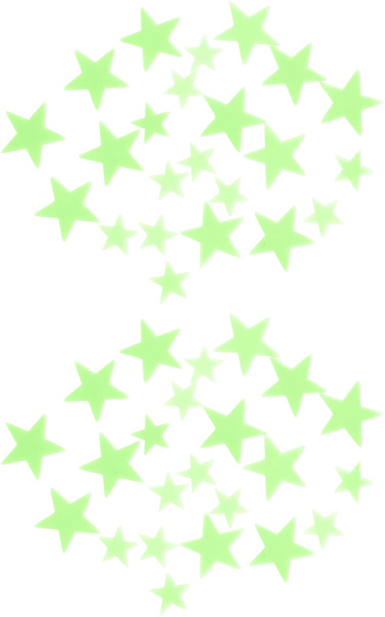 Home Deco Kids Glow in the dark Sterrenstelsel - 48x stuks - groen - kunststof - kinderkamer - decoratie