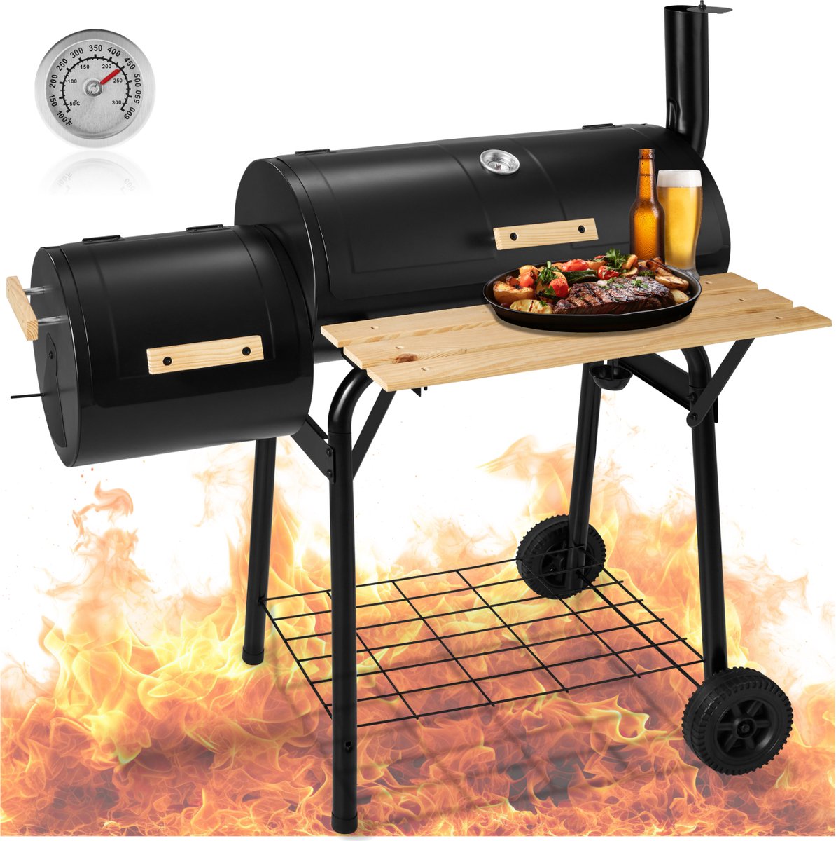Tectake Houtskool Smokerbarbecue