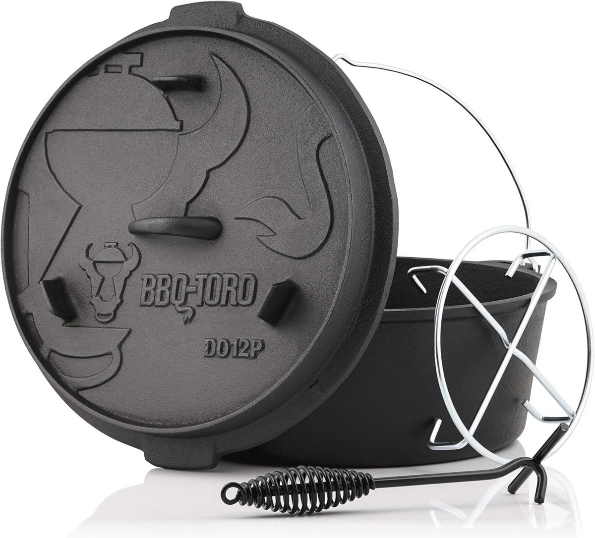 Gietijzeren Dutch Oven - Diverse Maten, Voorgetemperd, Hoogwaardige Kookpan met Deksel en Thermometer