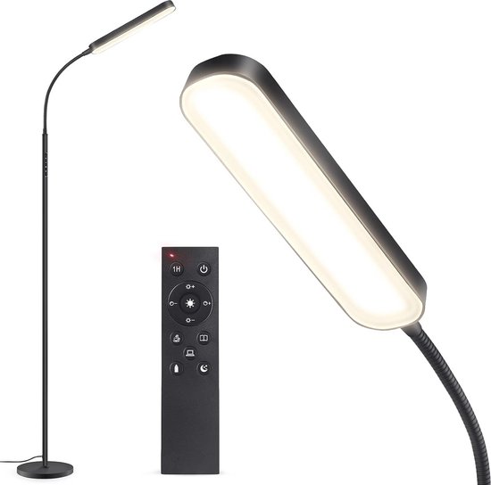 Vloerlamp Woonkamer met Afstandsbediening, Led Staande Lamp 11 Kleurtemperaturen, Dimbare