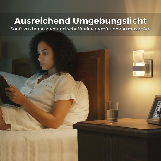 Nachtlampje met schemeringssensor - Dimbaar LED stopcontact lamp voor kinderen - Warmwit licht voor hal, slaapkamer, trap, keuken en badkamer — afbeelding 2