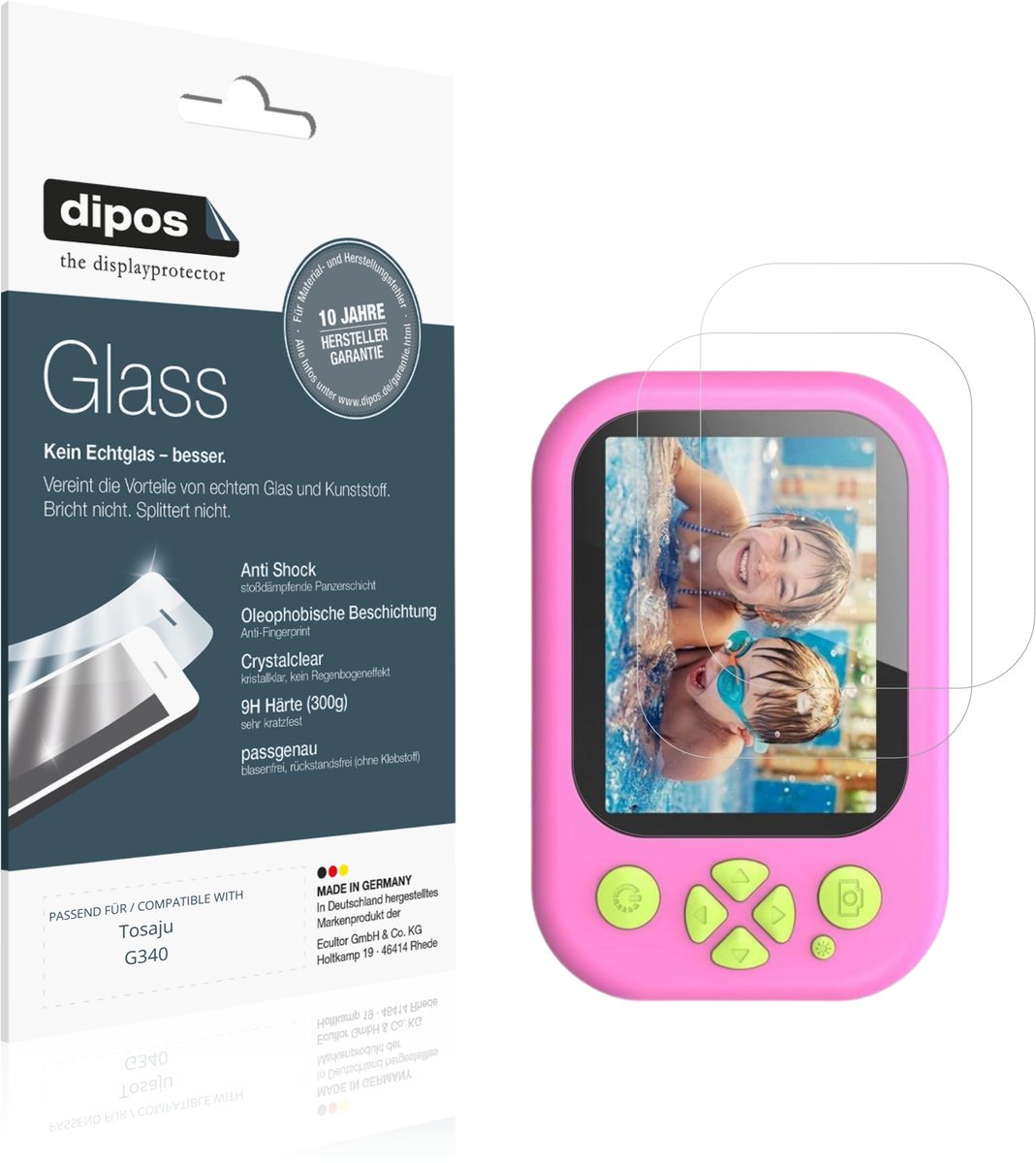 dipos – 2x Pantserfolie geschikt voor Tosaju G340 | 9H Screenprotector