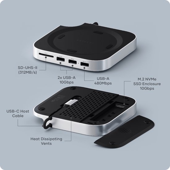 Satechi USB-C Stand/hub Mac mini M4 (SSD) – Compact Ontworpen voor