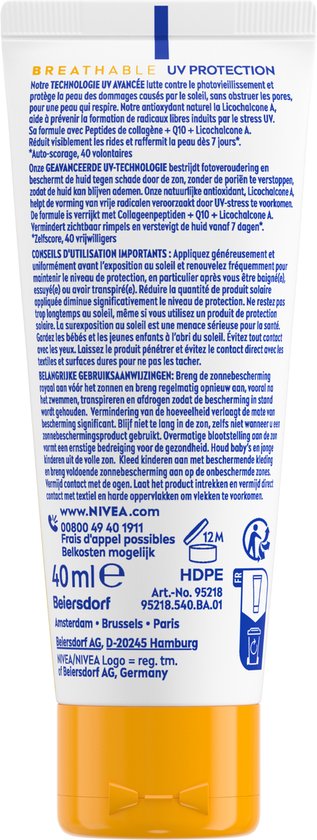 NIVEA SUN UV Face Anti-Age Q10 SPF50 - Zonnebrand Gezicht - Anti Rimpel Zonnebrandcrème - Anti-Age - 40ml
