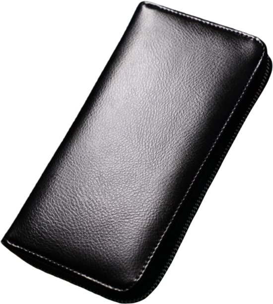 Lange portemonnee - RFID-antidiefstalbeveiliging - Grote capaciteit met meerdere kaartsleuven - 20*11*3 cm - Zwart - 1 stuk