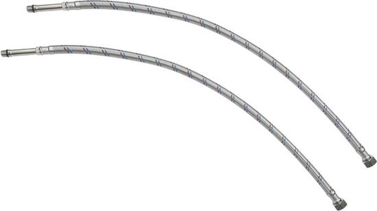 Flexibele schroefverbinding 3/8" naar M10 voor keukenkraan - set van 2 - 600 mm - flexibele slangen - monoblock verbinding.