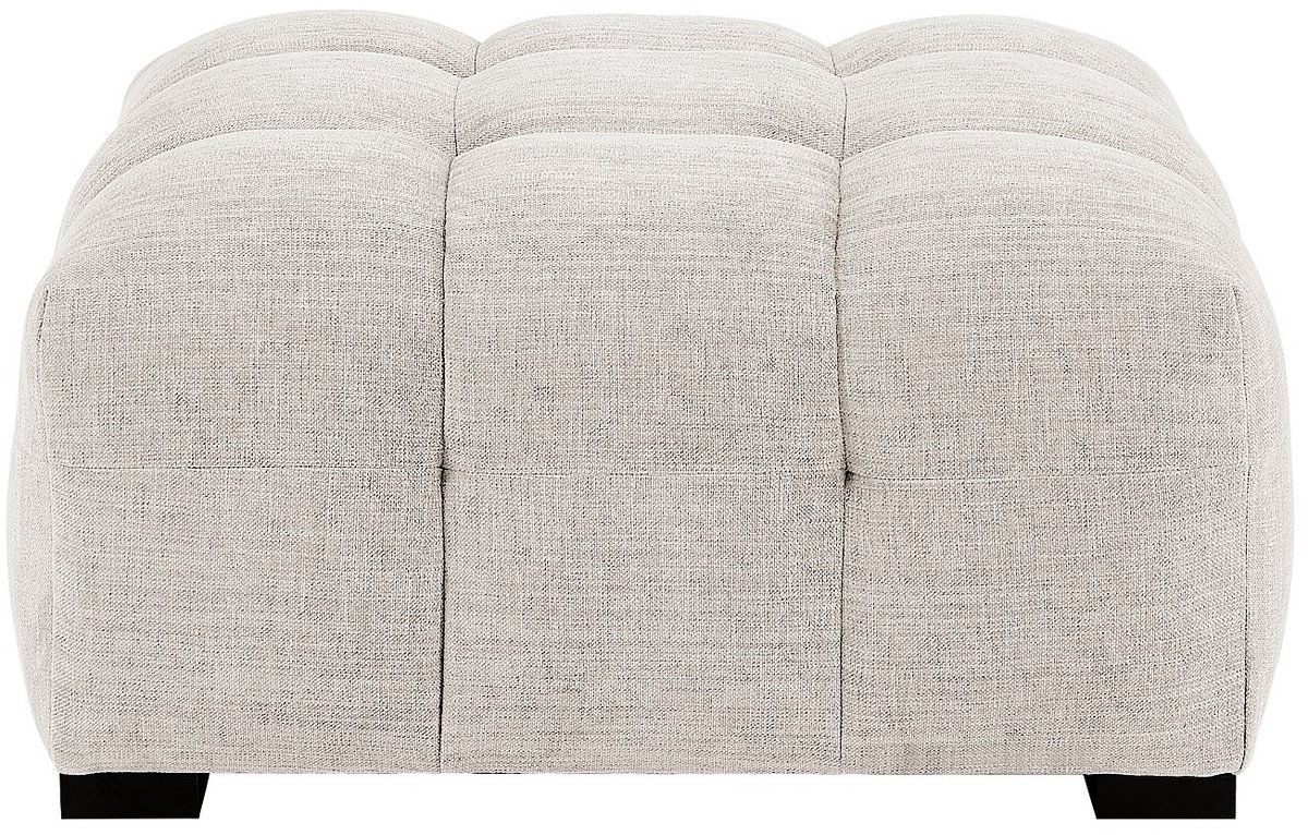 Vente-unique Poef van gechineerde beige stof DILOME van