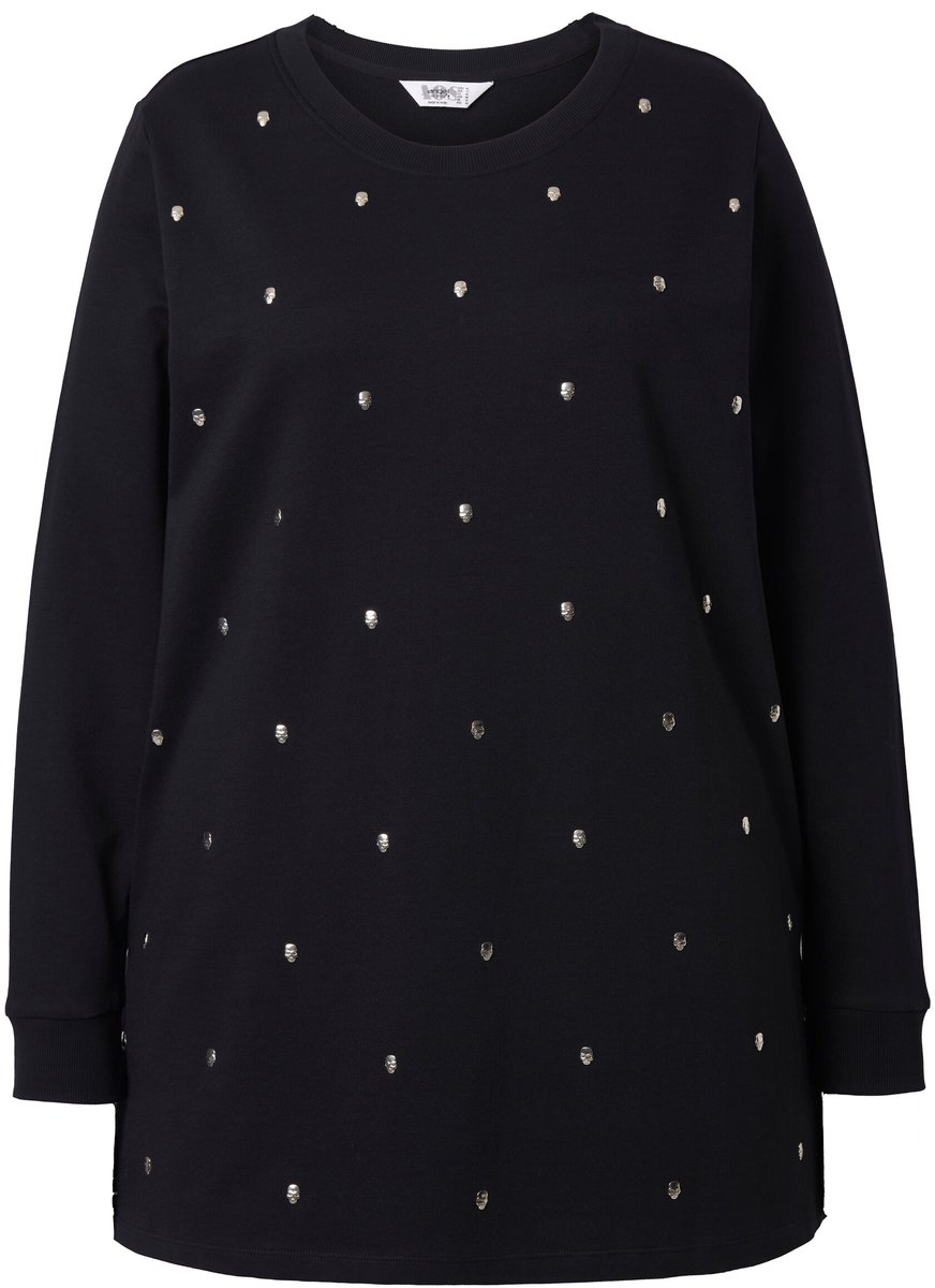 Angel of Style - Dames - Sweatshirt metallic doodshoofd lange mouw - Zwart - Maat 42