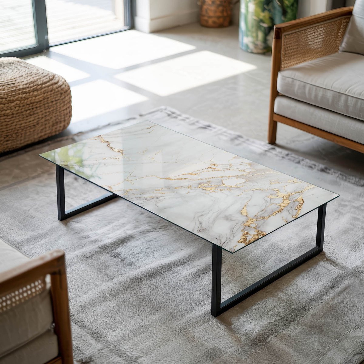 Coloray Tafelblad - Tafelblad Vierkant - 120x60 cm - Wit - Rechthoek Glazen Tafelblad - Ge