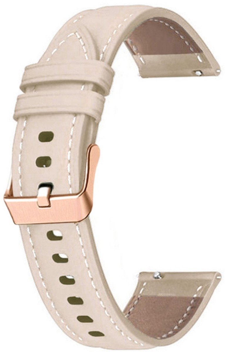 Horlogebandje Smartwatch - Watch Band - Imitatieleer - Geschikt Voor Garmin Venu 2s/3s Vivoactive 4s Forerunner 255s 265s - Huawei Watch GT 5 Pro 42mm / GT 5 / GT 4 41mm - Imitatieleer - Beige - Jonyx