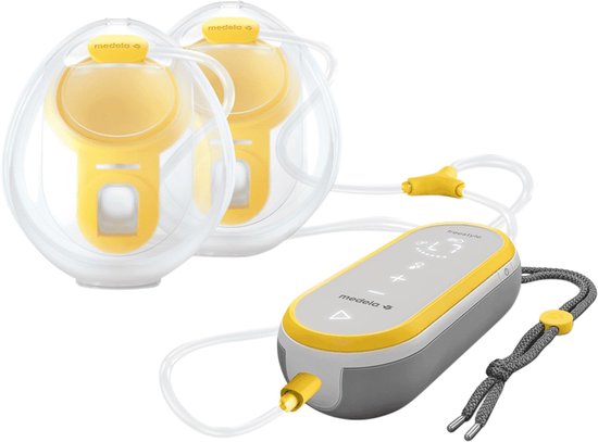 Medela Freestyle Hands-Free borstkolf – Dubbele elektrische handsfree borstkolf – Draagbaar - Transparant/Geel – Inclusief oplaadbare accu