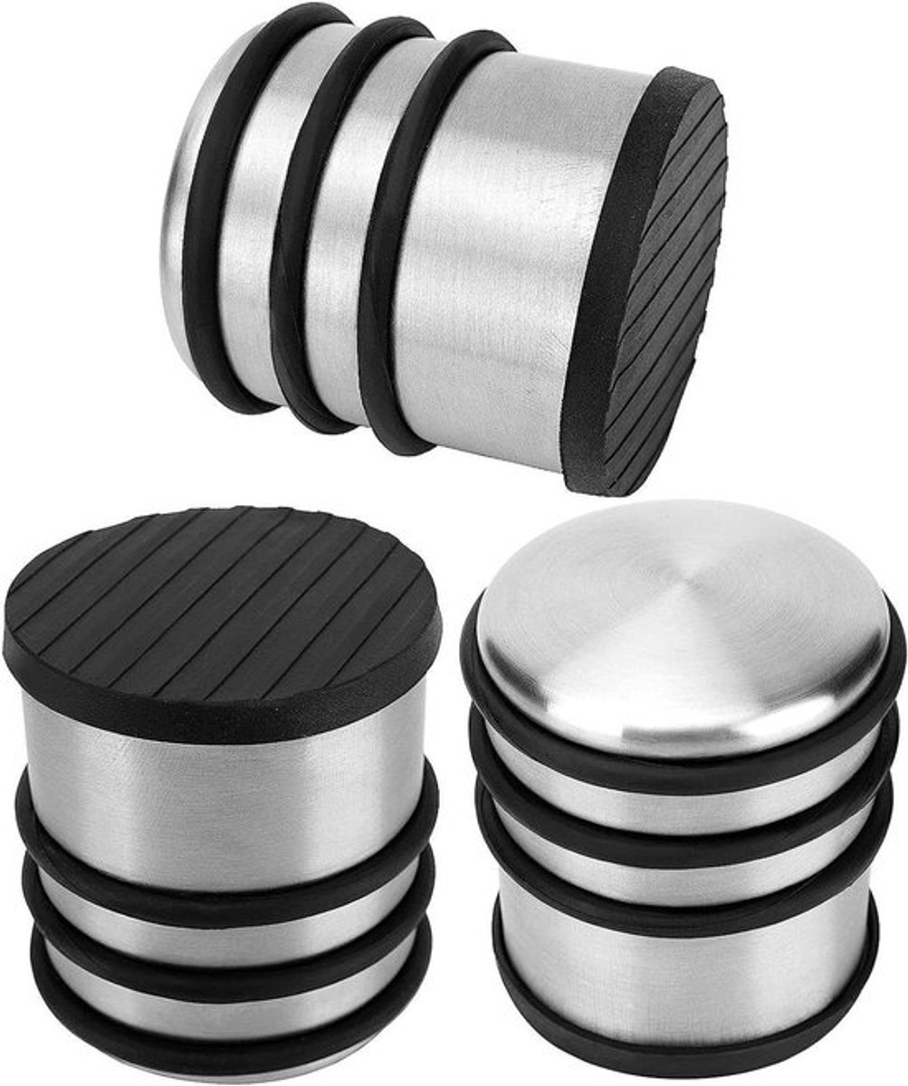 Set van 3 zware deurstops van roestvrijstaal - Anti-slip - Geen boor nodig - 2,88 x 3,2 inch
