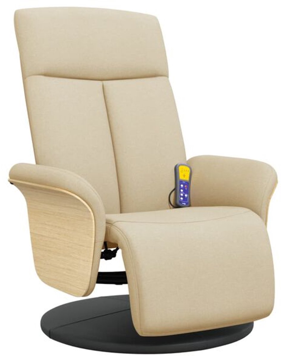 Massagestoel - Relaxfauteuil - Zetel - Stof - 1 persoons - Met armleuning - Zeer comfortabel - Elektrisch - Crème