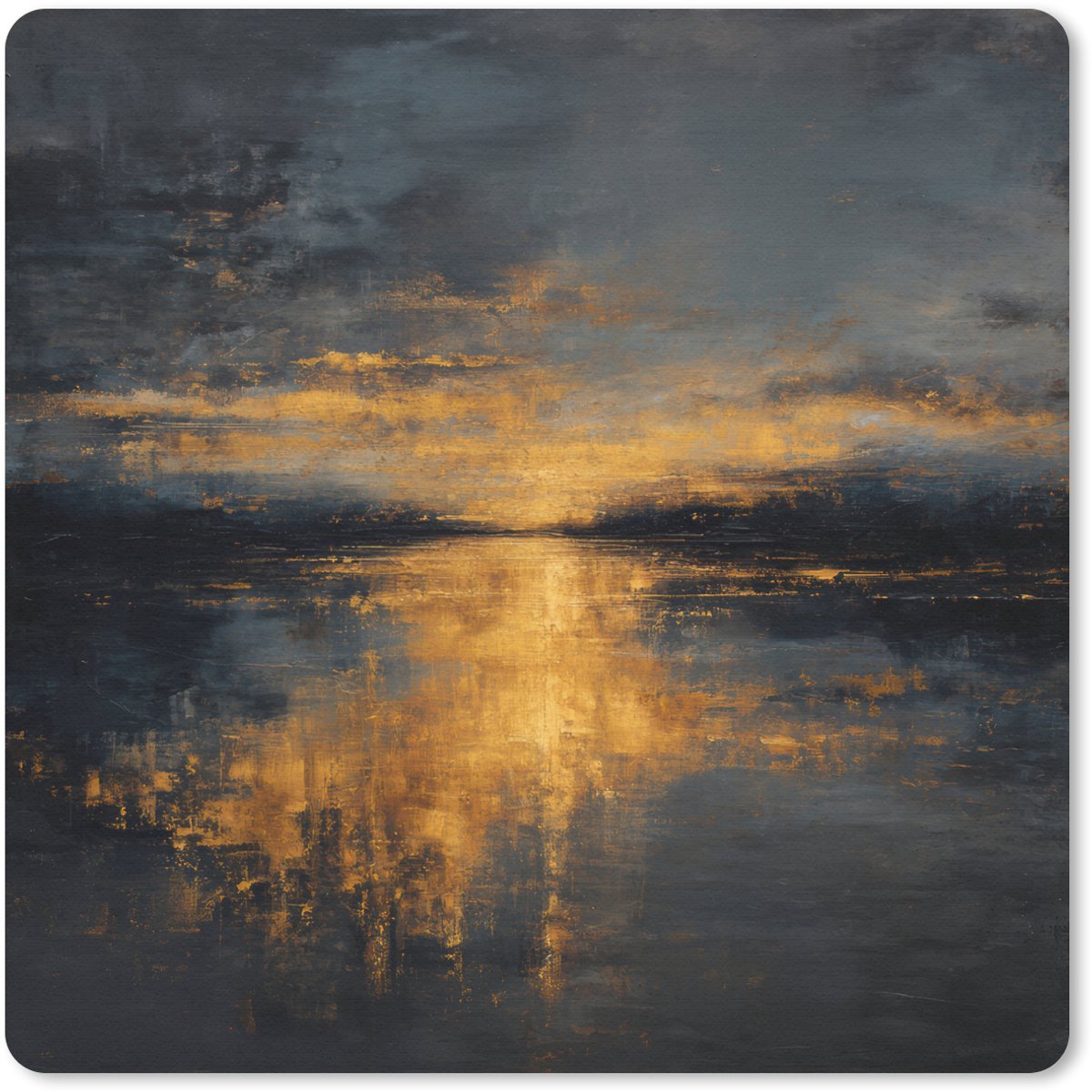 Muismat 20x20 cm - Mousepad Gouden Reflectie op Water - Muismatten