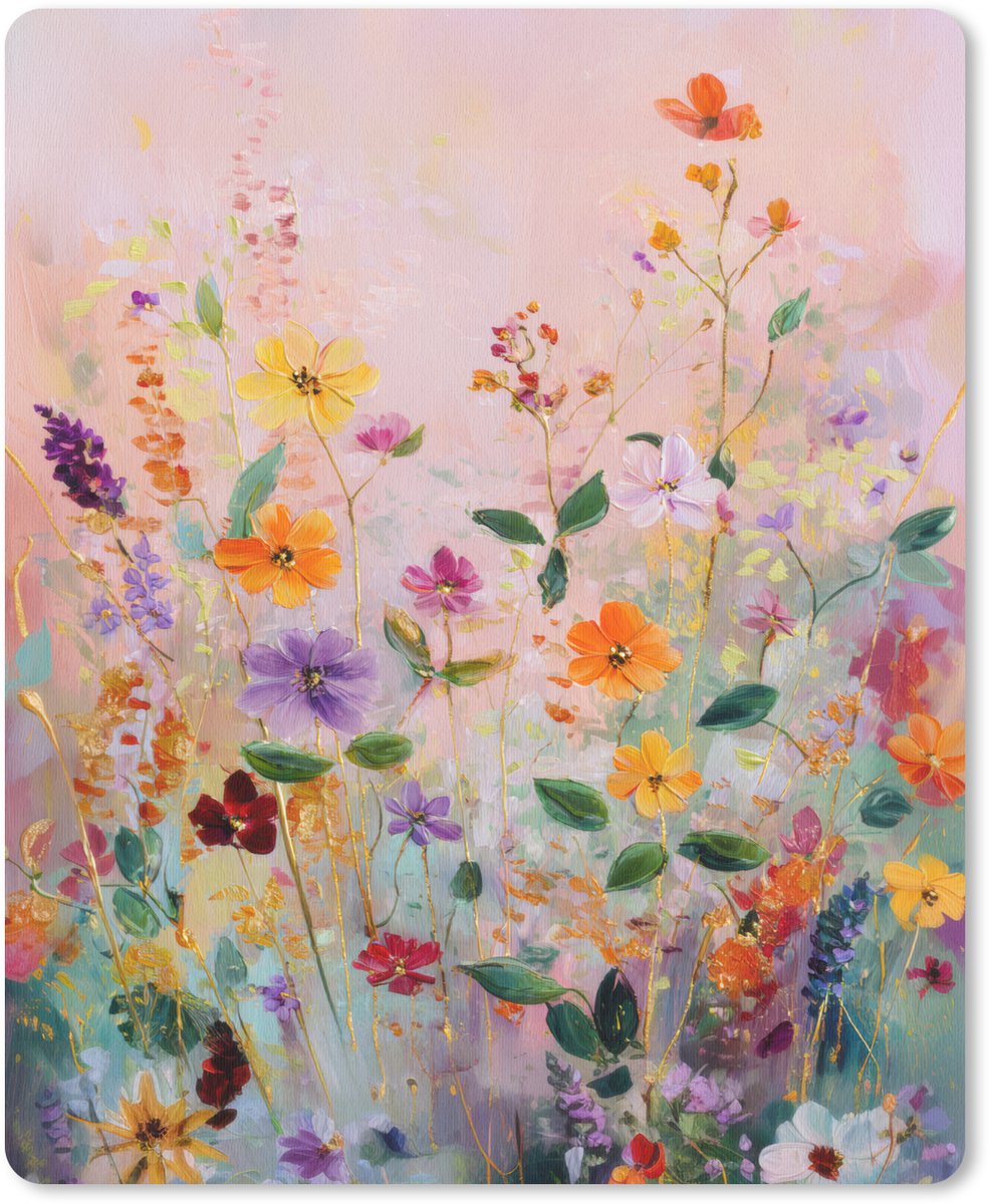 Muismat 19x23 cm - Mousepad Schilderij - Bloemen - Abstract - Kleurrijk - Muismatten