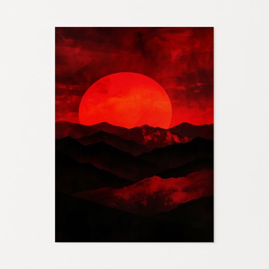 Rode zon – muurdecoratie – wanddecoratie modern – Poster – 30x40 cm