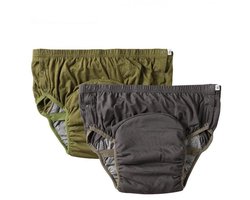 2-delige set wasbare volwassen incontinentiebroek – katoenen urinebeschermende onderbroek voor ouderen – antilek, comfortabele pull-up broek.Grijs + Legergroen-XXL