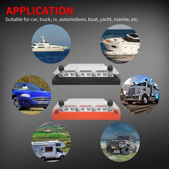 SIBBLE 300A Bus Bar Board 48V Bus Bar Cover 3/8 Goujons Busbar Power Case 3 4 Voies for RV Marine Bateau for Véhicule Voiture Automobile Caravane (Color : Red SIBBLE 300A Bus Bar Board 48V Bus Bar Cover 3/8 Goujons Busbar Power Case 3 4 Voies for RV Marine Bateau for Véhicule Voiture Automobile Caravane (Color : Red