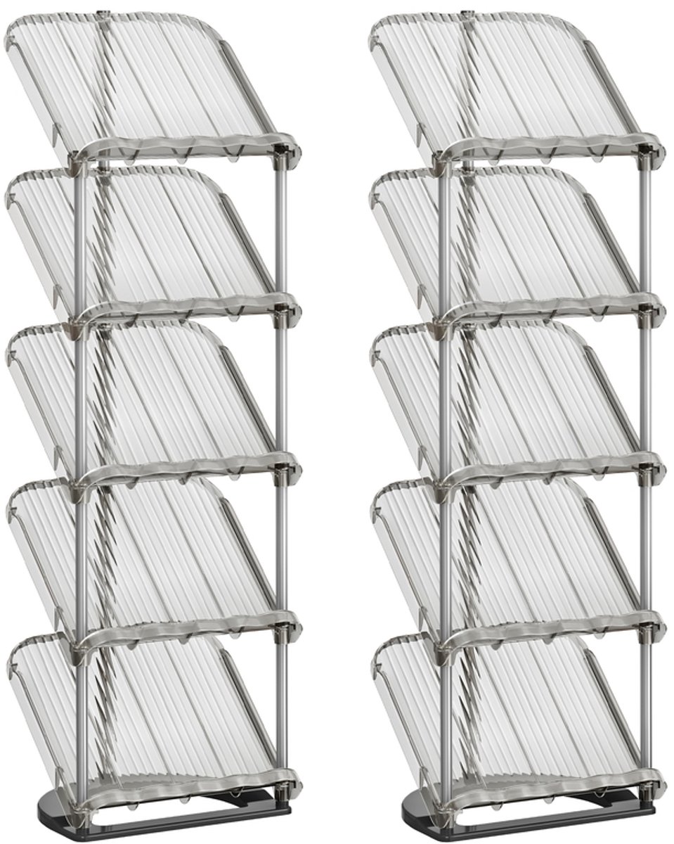 Schoenenrek – Met schuine planken – 24,5 x 28,4 x 102,5 cm – Grijs