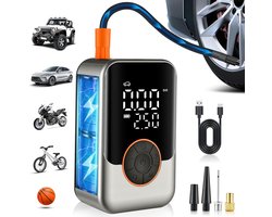 Draagbare Bandenpomp 150 PSI - Elektrisch en Draadloos - Digitaal Display & LED - Voor Auto, Motor, Fiets & Ballen - Mini Opblaascompressor