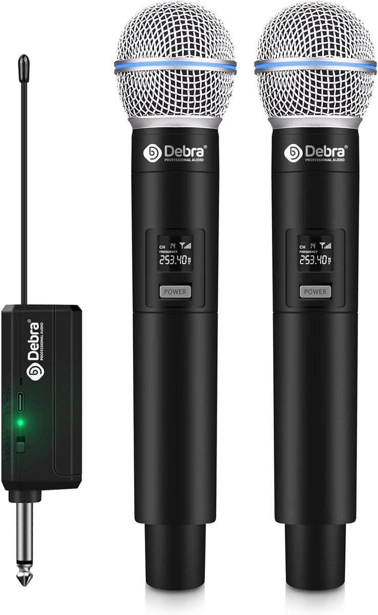 Draadloze Microfoonset met Ontvanger - Oplaadbaar voor Karaoke, Toespraken, DJ en Feest