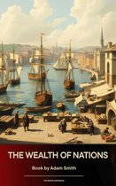 Couverture du livre 'The Wealth of Nations' d'Adam Smith, représentant un port animé du 18ème siècle.