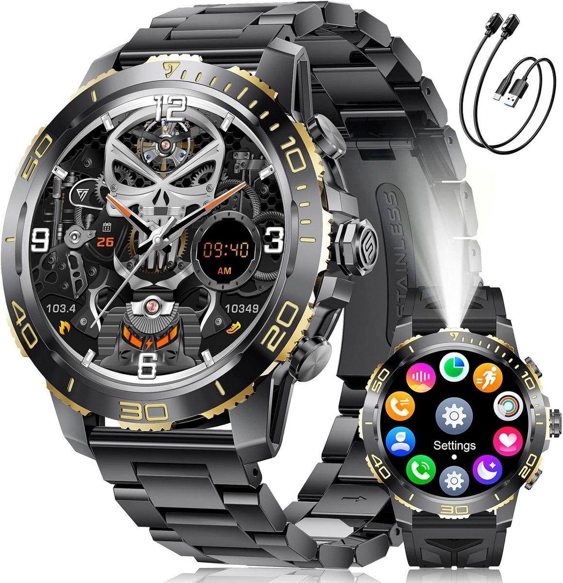 Smartwatch Heren met Groot AMOLED Display en 800mAh Batterij, Sport en Oproepen