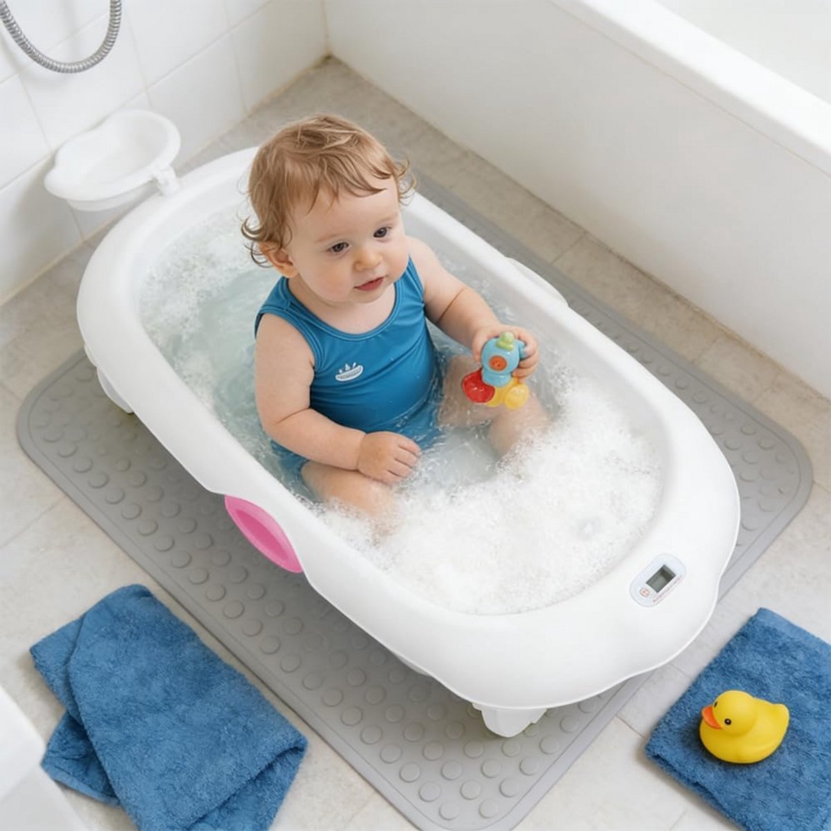 Opvouwbare Babybadkuip met Kussen - Ergonomisch en Ruimtebesparend Kinderbad