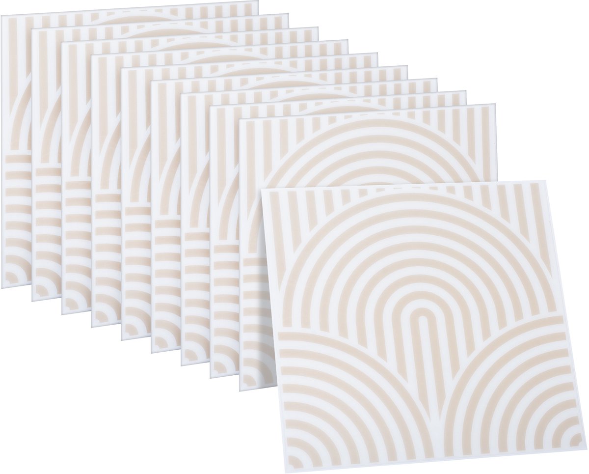 Dekorix plaktegels - Set van 10 zelfklevende tegels - Tegelstickers - Keuken - Badkamer - 23*23cm - Wit/Beige