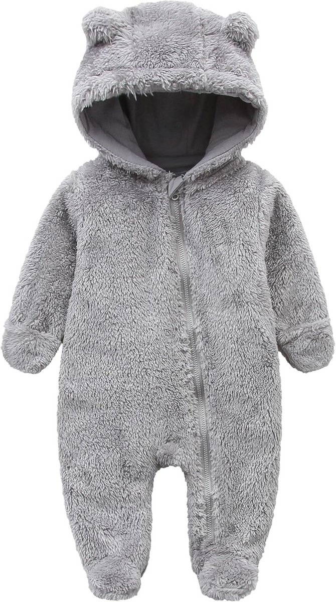 Warme Fleece Kinder Jumpsuit met Capuchon voor Jongens en Meisjes - Dikke Winter Overall
