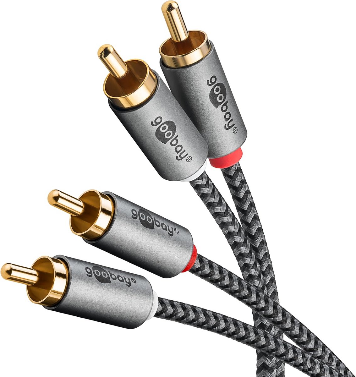 Korte RCA Audiokabel Stereo (0,5m) - Verguld | Voor Versterker, Subwoofer en Hifi