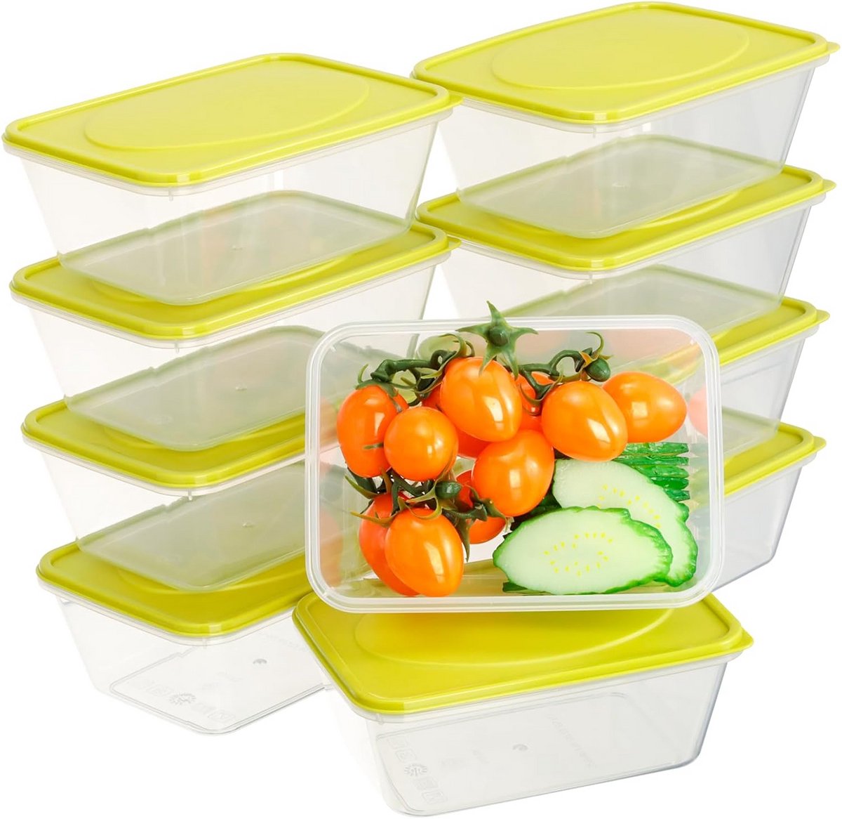 Set van 10 Stapelbare Bewaarbakjes voor Voedsel – 520 ml, BPA-vrij, Geschikt voor Magnetron en Vriezer