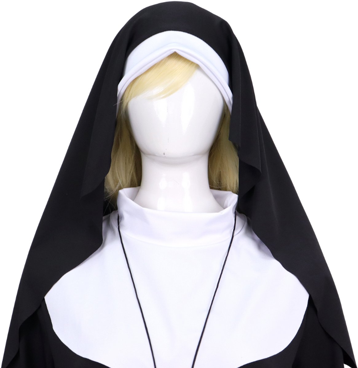Joya Party® Non Verkleed Kostuum Dames | Luxe Nonnen Jurk met Kap & Kruis | Stretch & Ondoorzichtig | Carnaval, Themafeest & Halloween | Verkleedkostuum Vrouw | — afbeelding 4