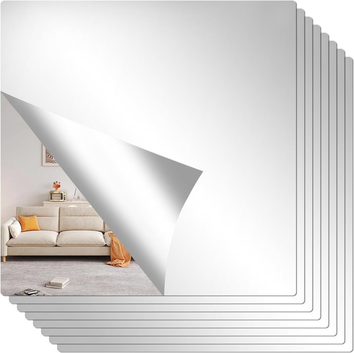 8 Acryl Spiegelstickers 20x20 cm - Zelfklevende Wandspiegel voor Badkamer en Slaapkamer