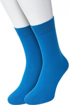Bonnie Doon Basic Sokken Dames Blauw maat 36/42 - 2 paar - Basis Katoenen Sok - Gladde Naden - Brede Boord - Uitstekend Draagcomfort - Perfecte Pasvorm - 2-pack - Multipack - Effen - Oceaan Blauw - Ocean - OL834222.299