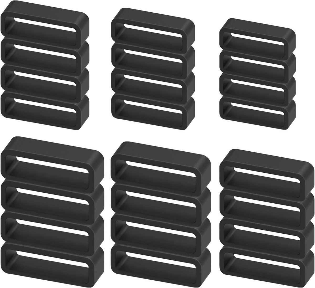 Siliconen horlogebandhouder - Horlogebandlusjes - Ringen - Vervangende lussluiting - Compatibel met universeel horloge - Zwart siliconenband.