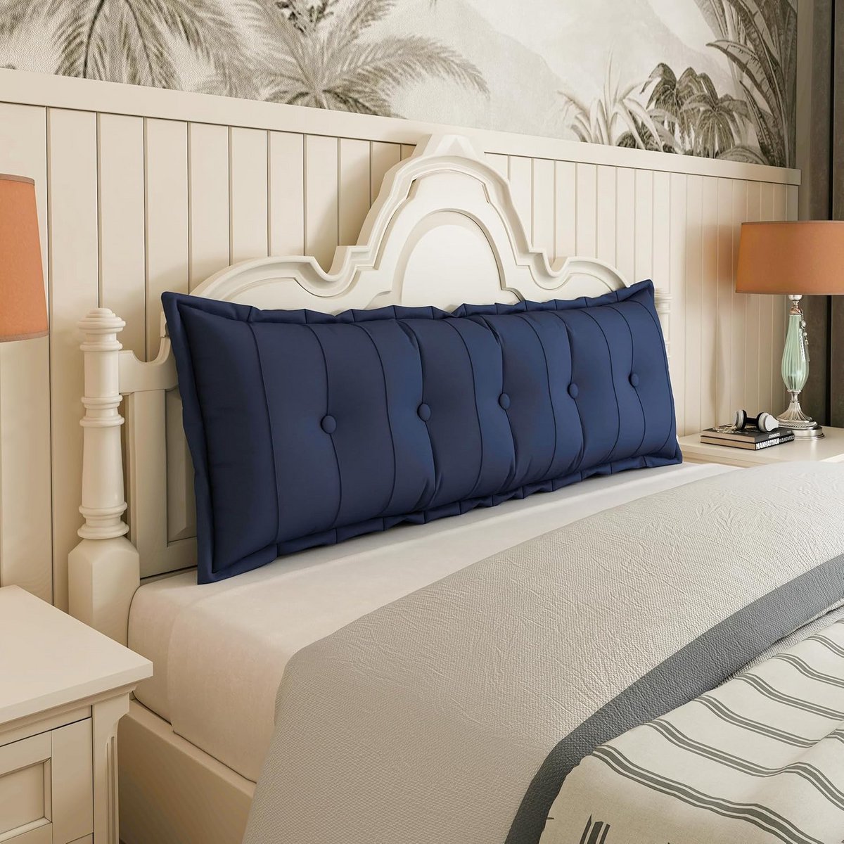 Groot Rugkussen voor Bank, Bed of Lezen – Neksteun en Lendensteun – Blauw 160x50 cm