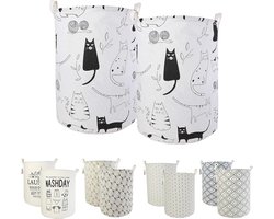 LessMo 2 stuks 17.7 cm wasmand, inklapbare opbergmand met gemakkelijke draaggrepen, waterdicht, rond, katoen, linnen, voor babyproducten, speelgoed, slaapkamermand