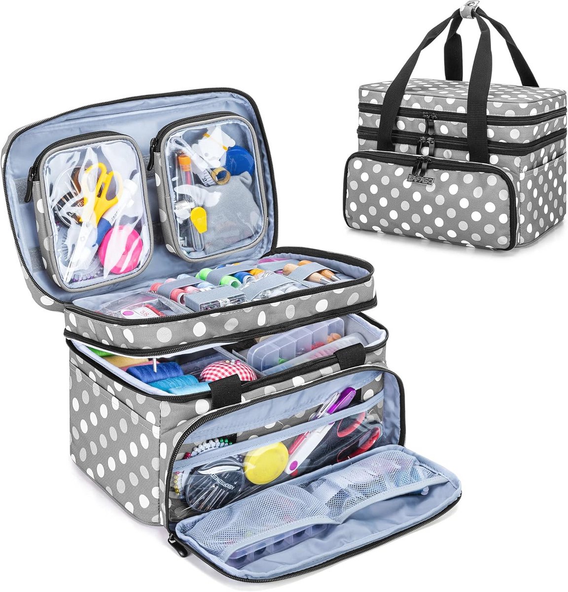 Organizer tas voor naaiaccessoires met grote opbergcapaciteit en veelzijdige vakken