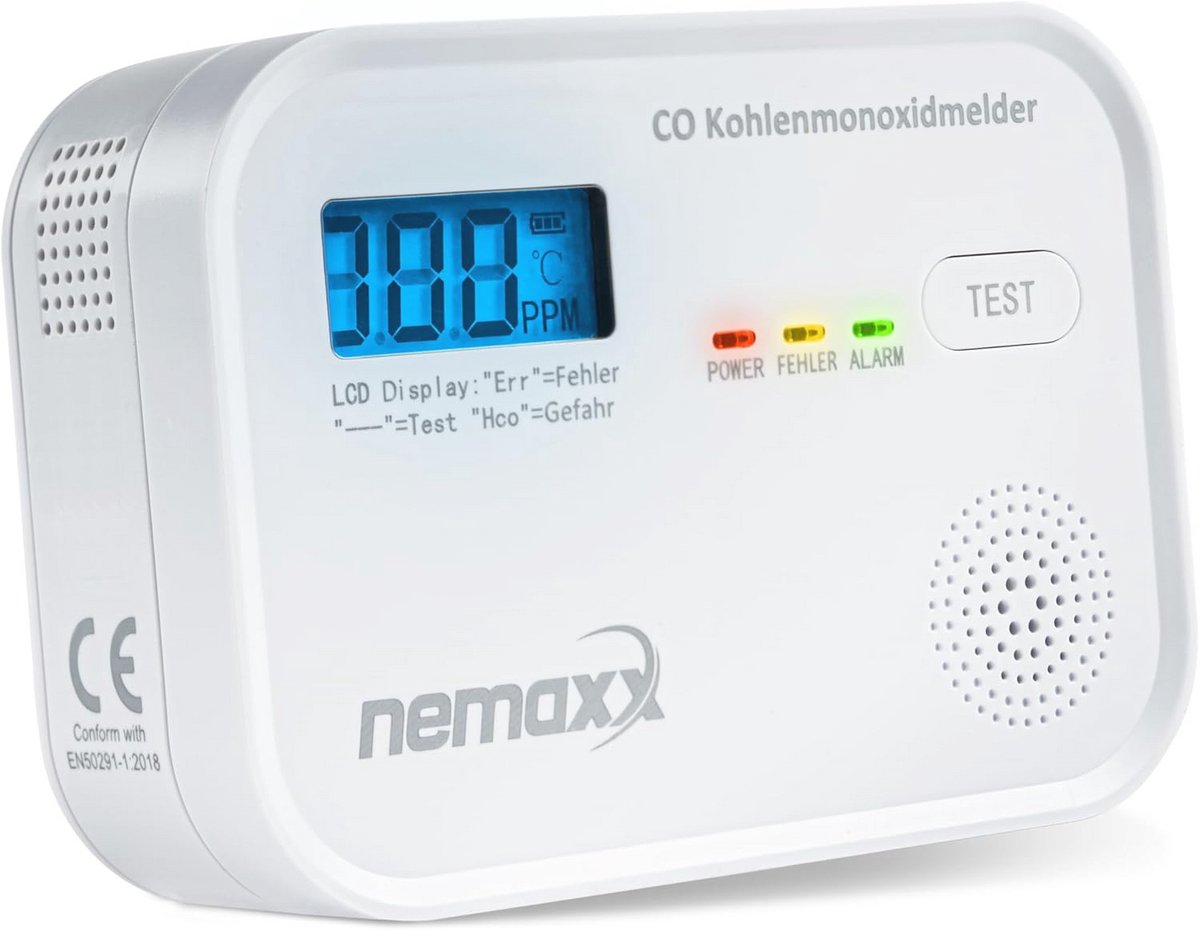 Koolmonoxidemelder met Akoestisch en Visueel Alarm - Batterijgevoede CO-melder voor Huis en Camper