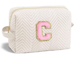 Parima Personalized Gifts for Girls - Toiletry Bag with Initials, Makeup Bag Cosmetic Bag Travel for Women Girls, Gold Zipper Cosmetic Bag for Women, c