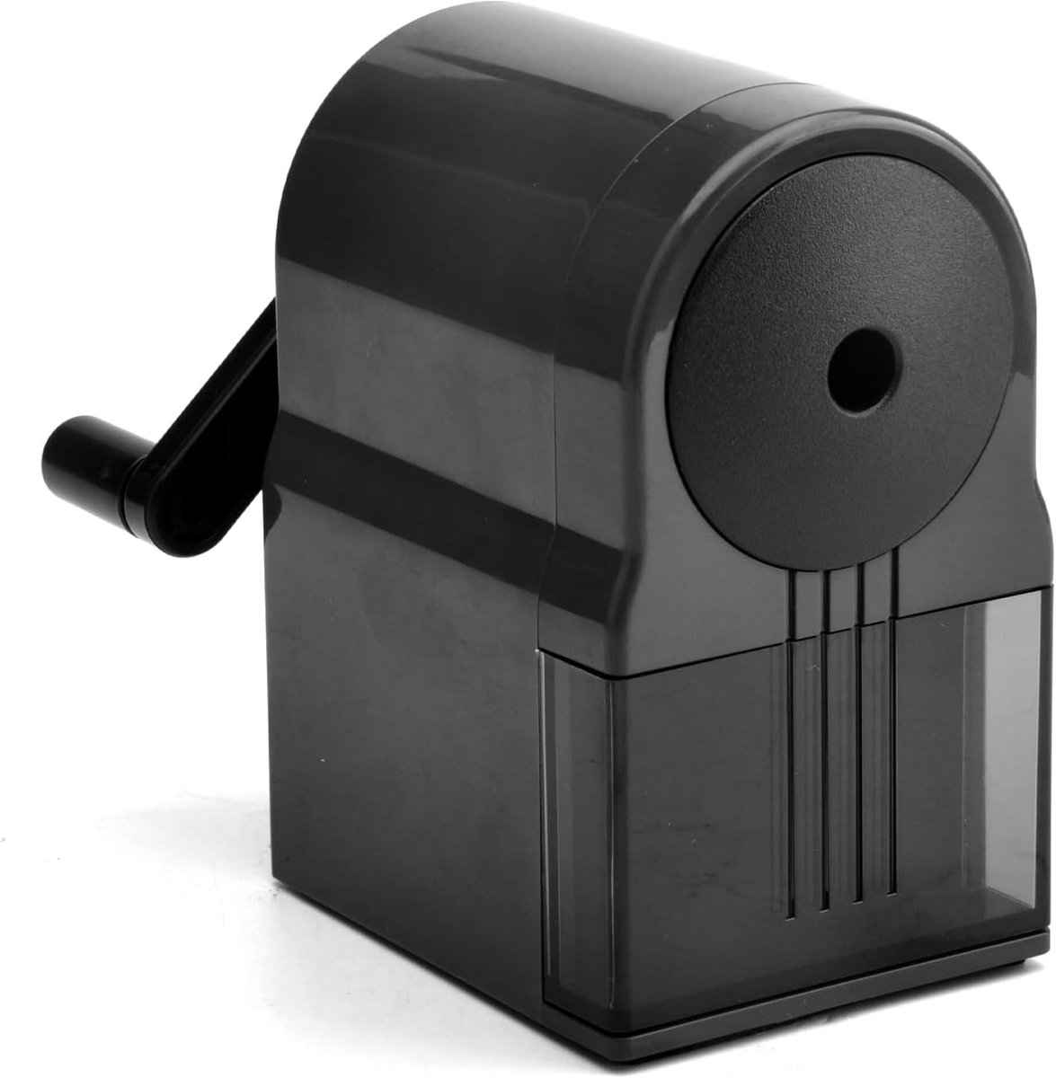 Desk Pencil Sharpener, Manual Pencil Sharpener, 5 Teeth, Adjustable, Manual Pencil Sharpener with Holder, Crank, Pencil Sharpener for Students, Kids, Sketching, School (Black)