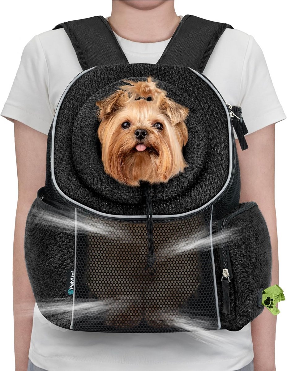 Geventileerde Honden en Katten Rugzak Drager - Verstelbare Borsttas voor Kleine Honden en Puppy's tot 4,5 kg