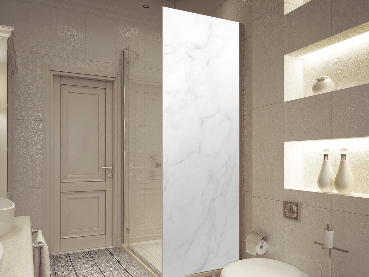 Decoratieve Sticker voor Douchecabine - Waterdicht Marmer Design, Wit - Diverse Maten (70x