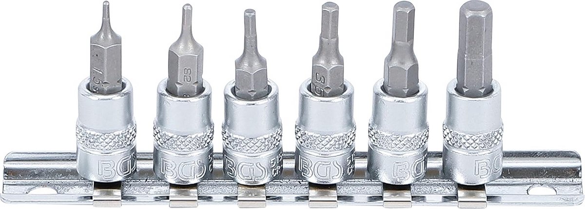 Dopsleutelbitset 1/4 Inch Binnenzeskant (Inbus) - 6 Delig
