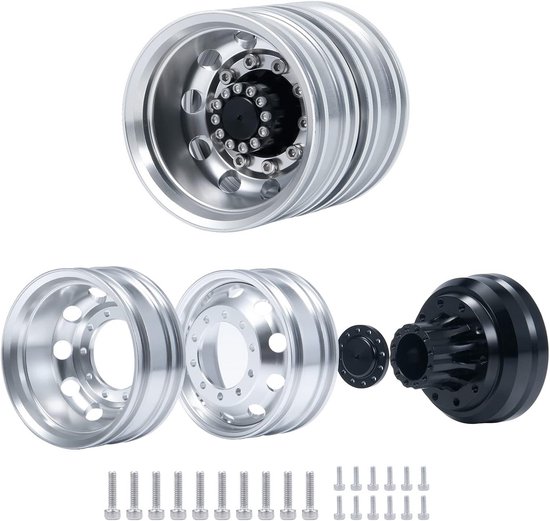4 Stuks Metalen Achterwiel Velgen voor 1/14 Tamiya Tractor Trucks en Trailers van Merkloos	 — afbeelding 4