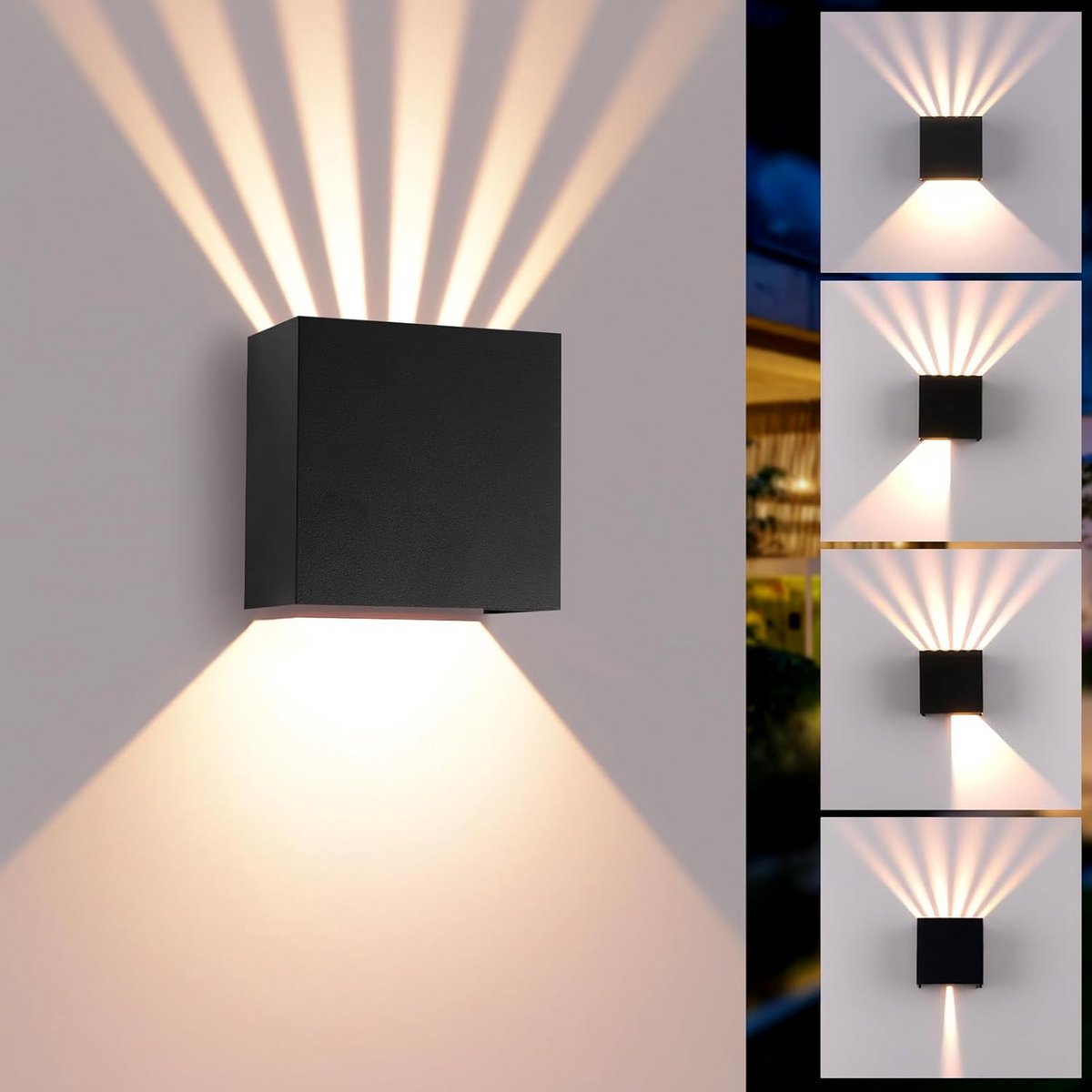 Led-wandlampen voor binnen en buiten, met verstelbare lichtstraal voor binnen, waterdichte led-wandlamp voor woonkamer, trappen, tuin en balkon