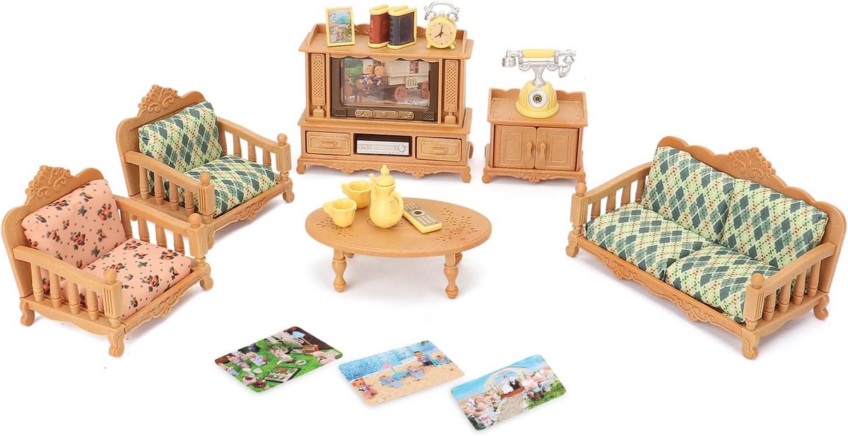 Gedetailleerde Poppenhuis Meubelset voor Kinderen met Woonkamer Set