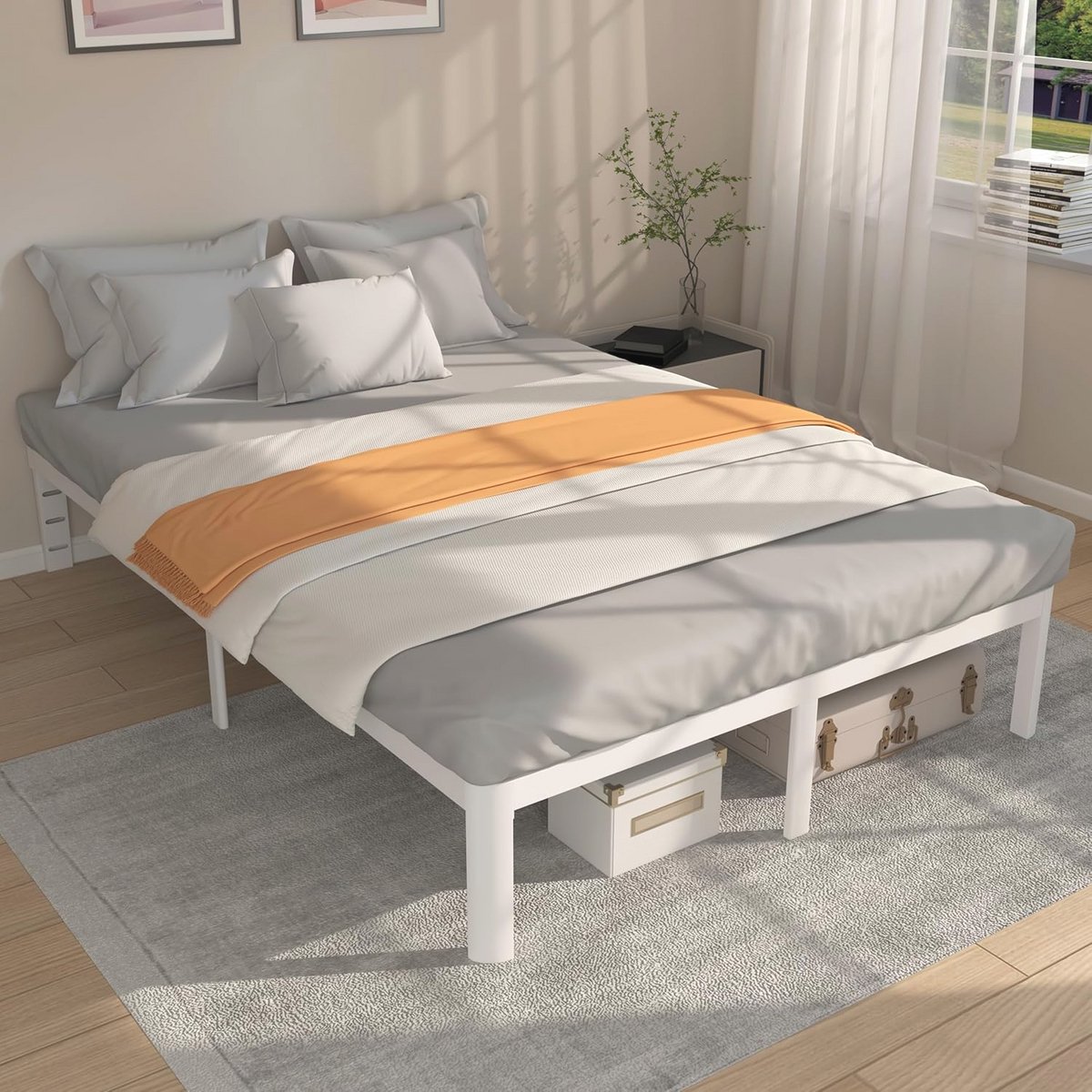 Tweepersoonsbed 140 x 190 cm met opbergruimte en anti-slip design